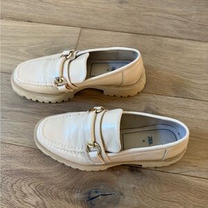 Zara Beige Loafers with Gold Accents